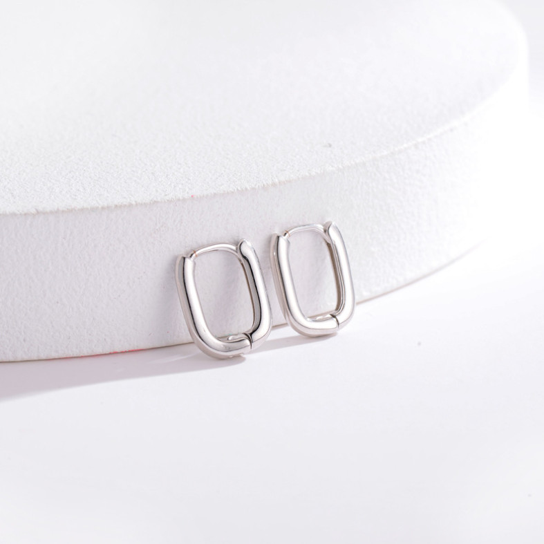 Women Girl 925 Sterling Silver Small U-shape Huggie Hoop 13mm Earrings A9