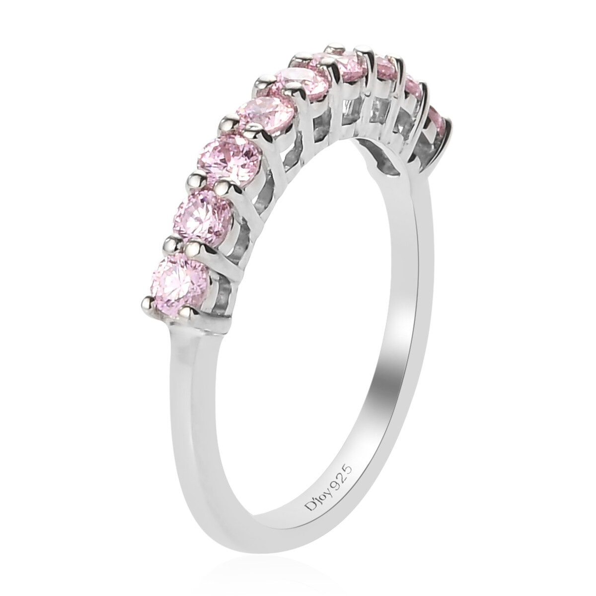 1.10ctw LUSTRO STELLA Made with Finest Pink CZ Ring Platinum Plated Size 8