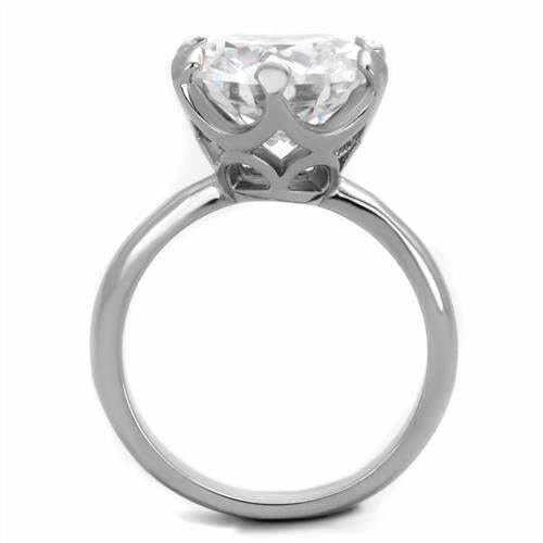 TK1823 – High polished (no plating) Stainless Steel Ring with AAA Grade CZ in