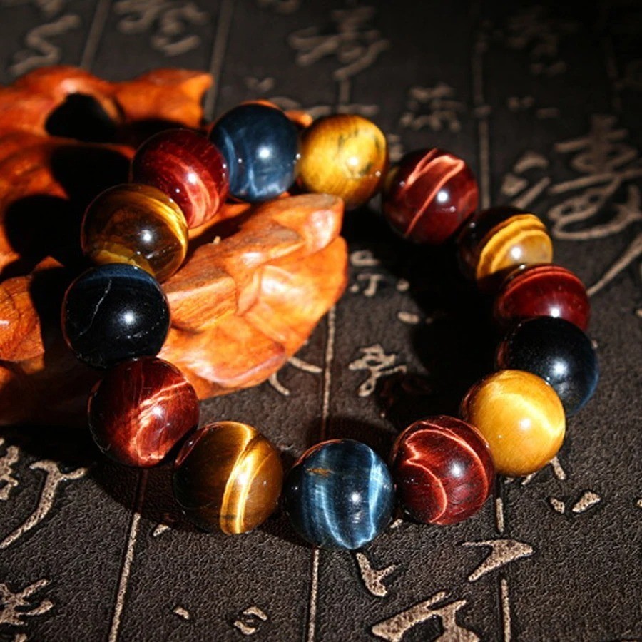 8mm Multicolor Tiger Eye Bracelet Healing Reiki Gift Unisex Jewelry Good Luck US