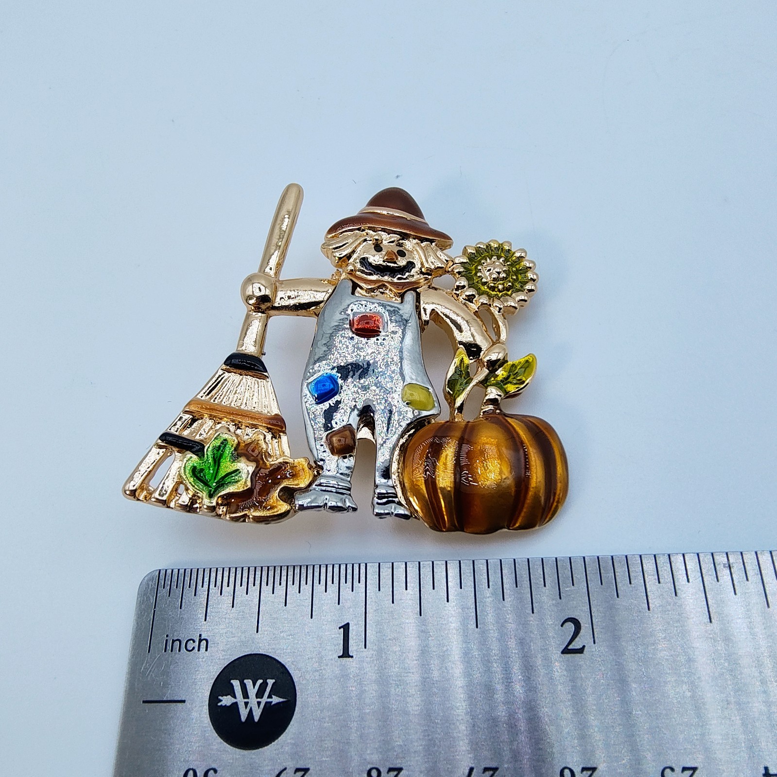 Halloween Scarecrow Brooch Pin Spooky Season Fall Harvest Autumn Pumpkin