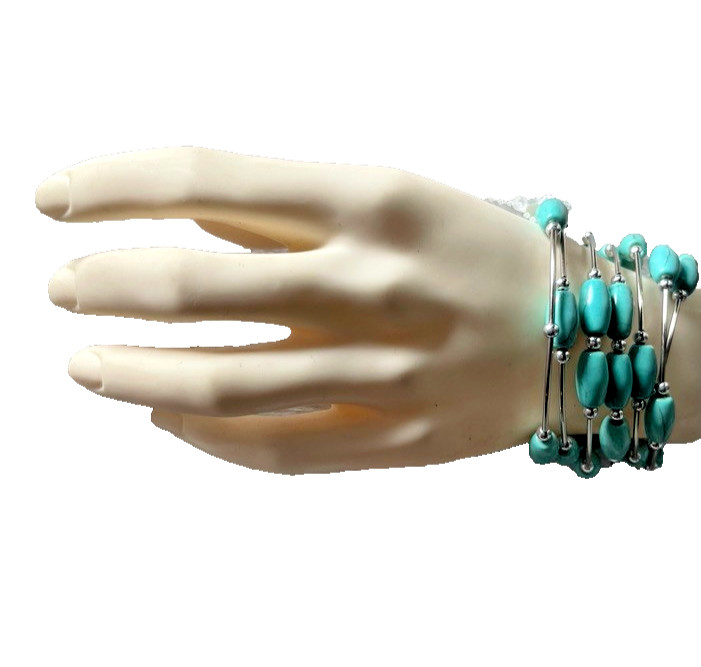 Western Womens Bracelet 52 x 1/4 in Turquoise Spiral Wrap Cuff Cowboy Adjust