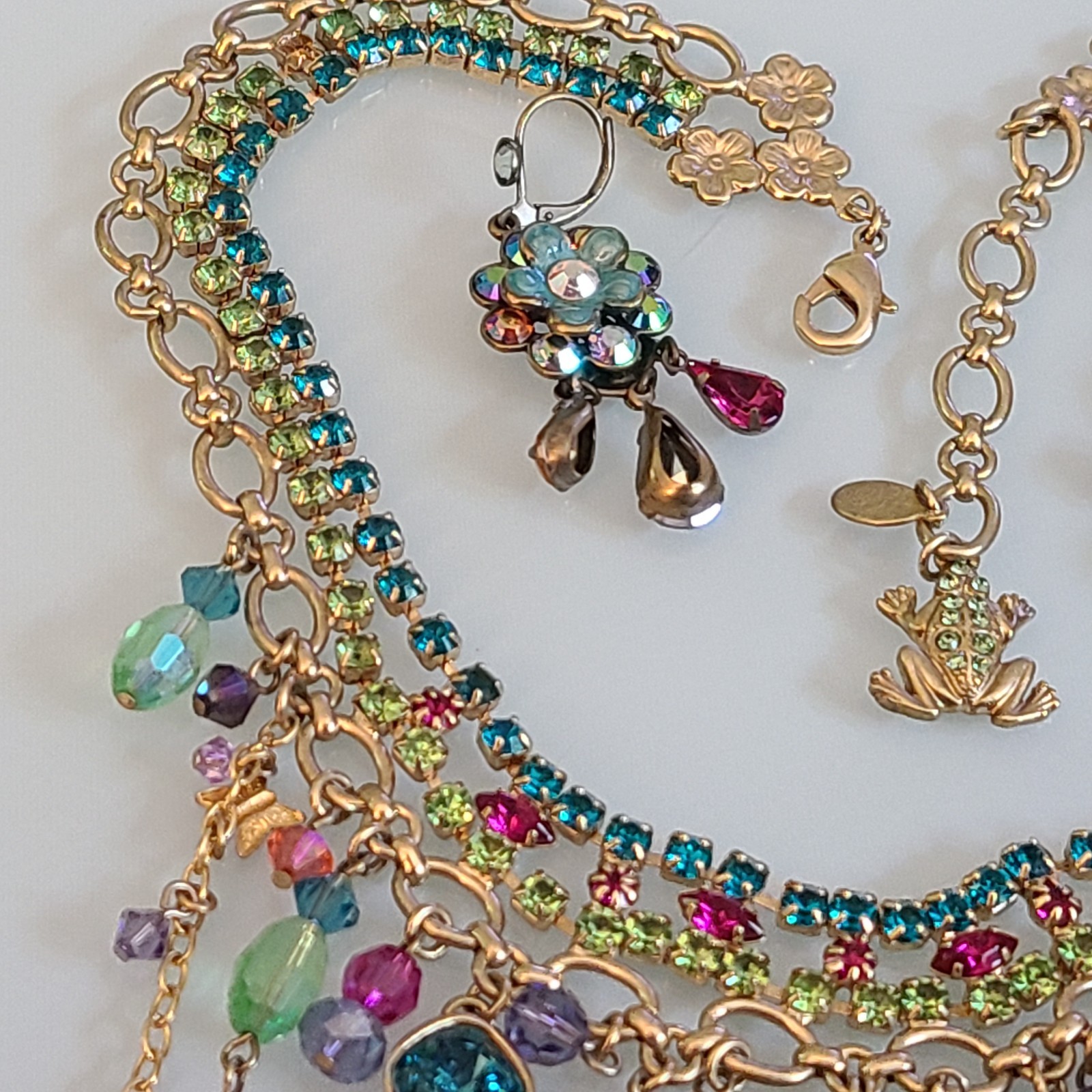 SALE ONE OF A KIND KIRKS FOLLY 6 IN WIDE BIB WITH 4 IN DROP NECKLACE SET WOW