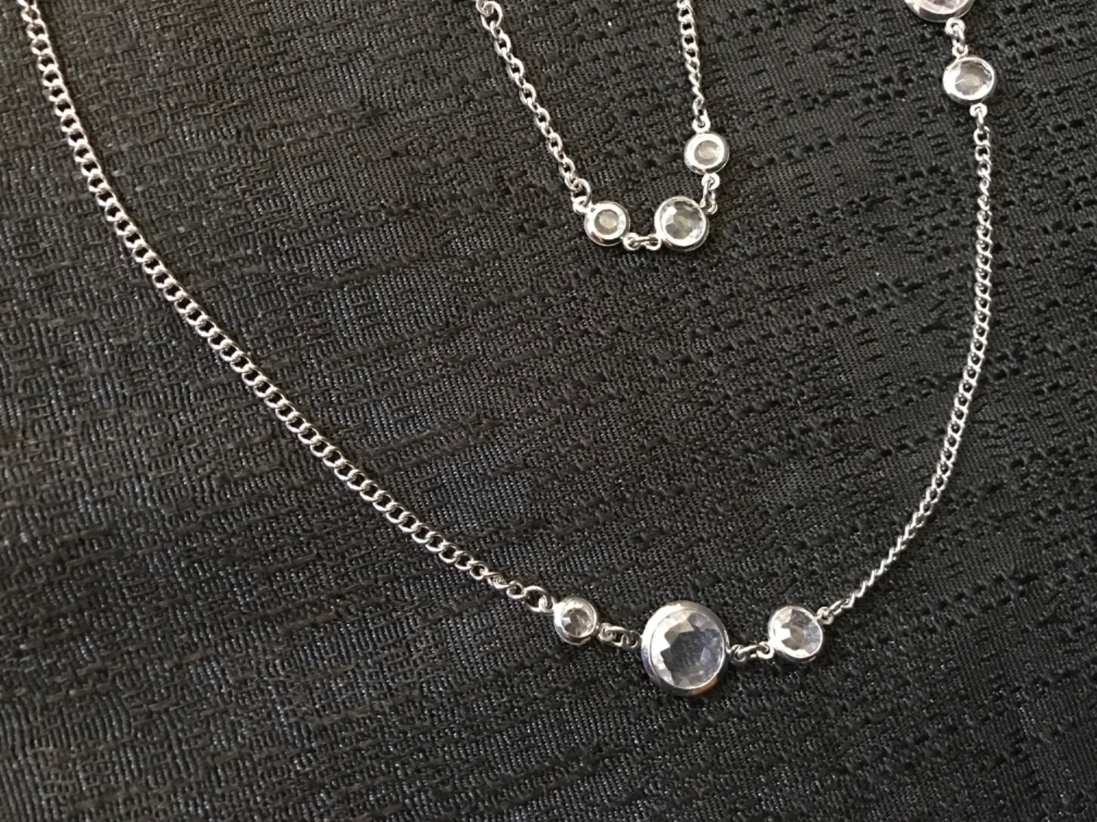 15 in – 26 in Silver Necklace w/ 20 Clear Crystals