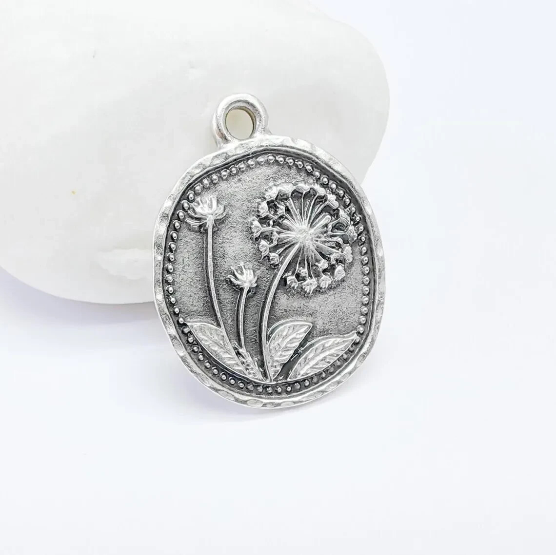 Dandelion Charms, Silver Flower Charms, Boho Charms, Earring Charms, G36817