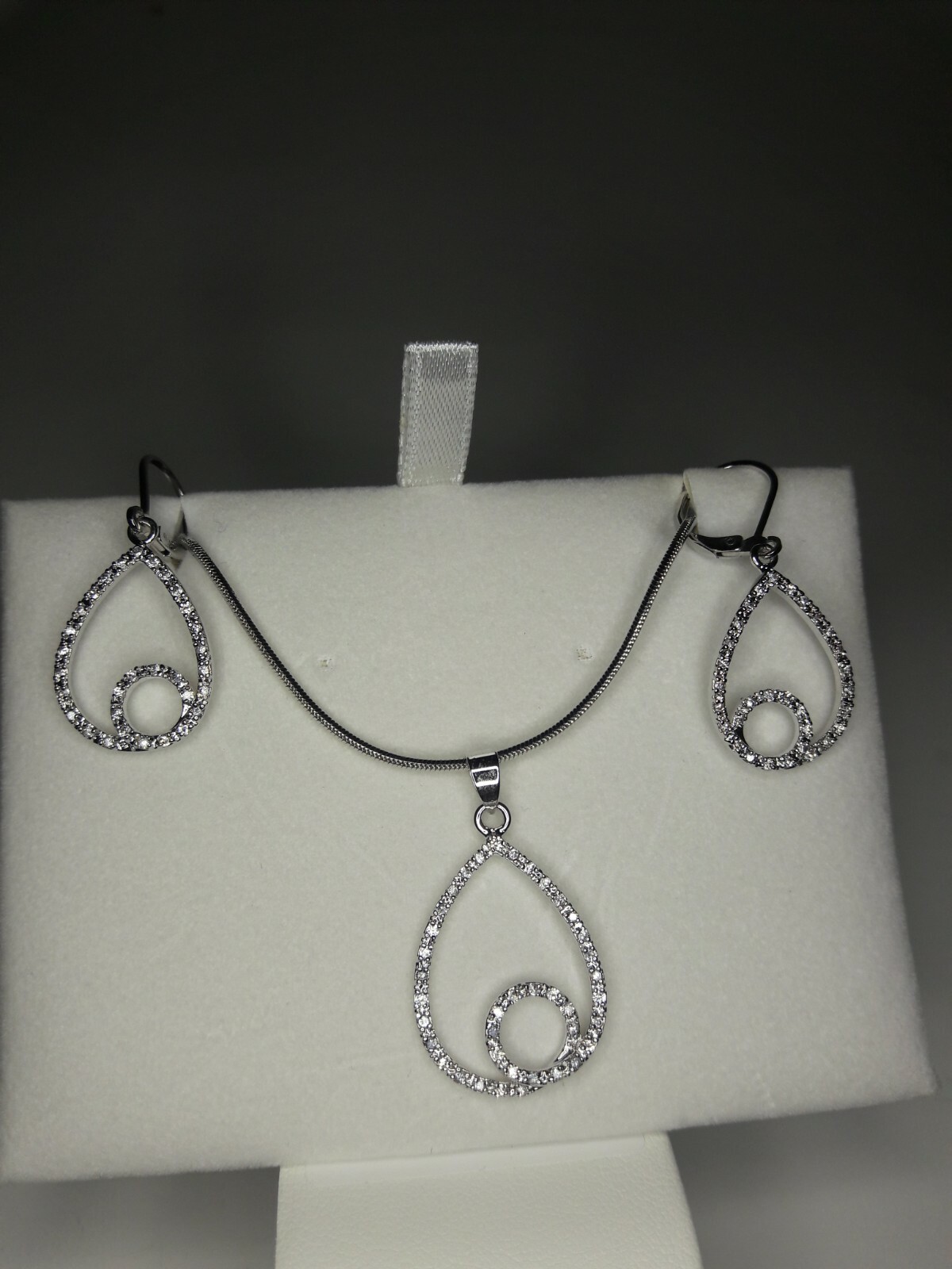 Simple Crystal Cubic Zirconia On Silver Plated Earrings & Necklace