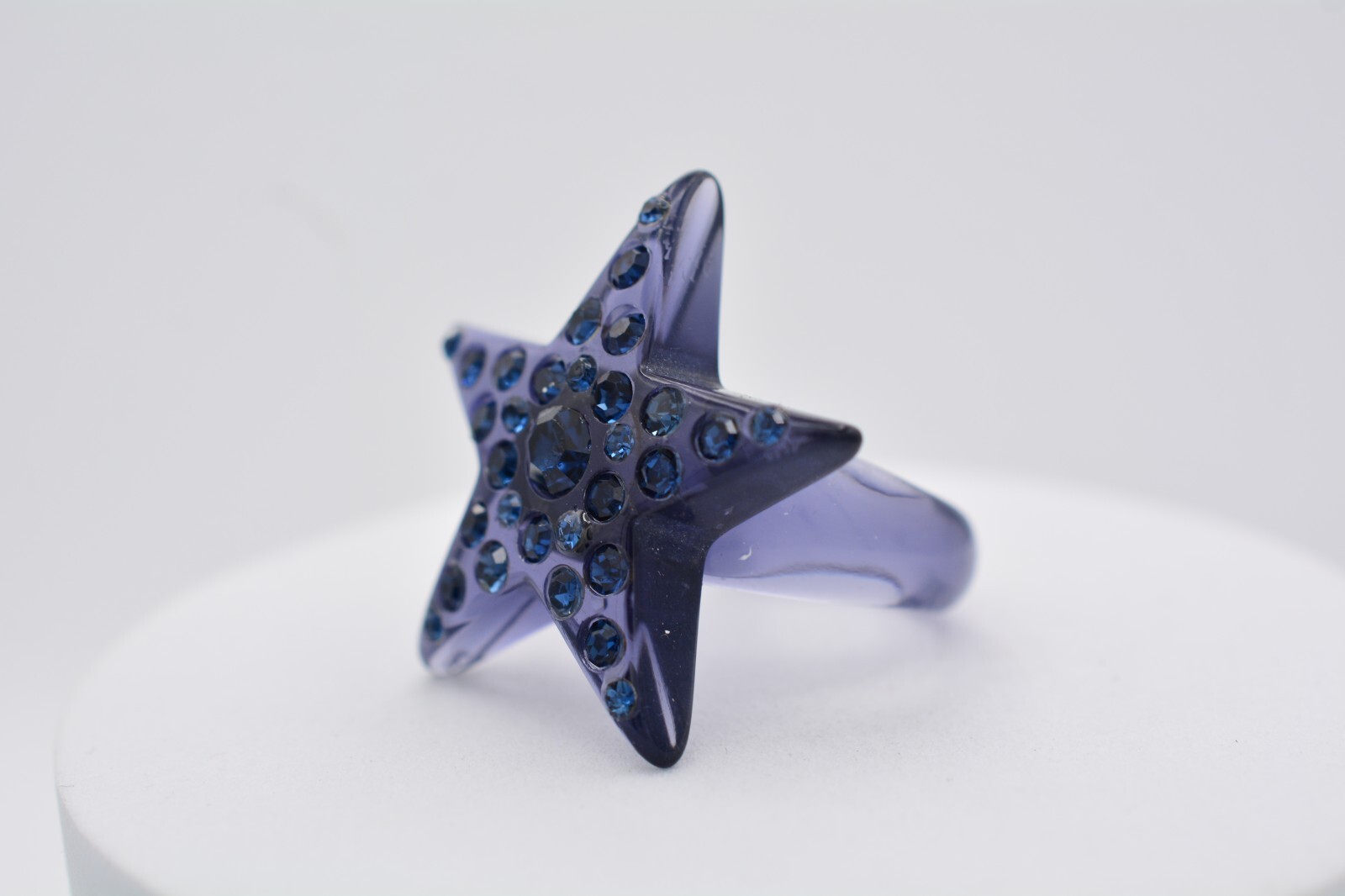 Star Cocktail Ring Rhinestone Crystal Lucite Red Purple Brown Gold Navy Silver