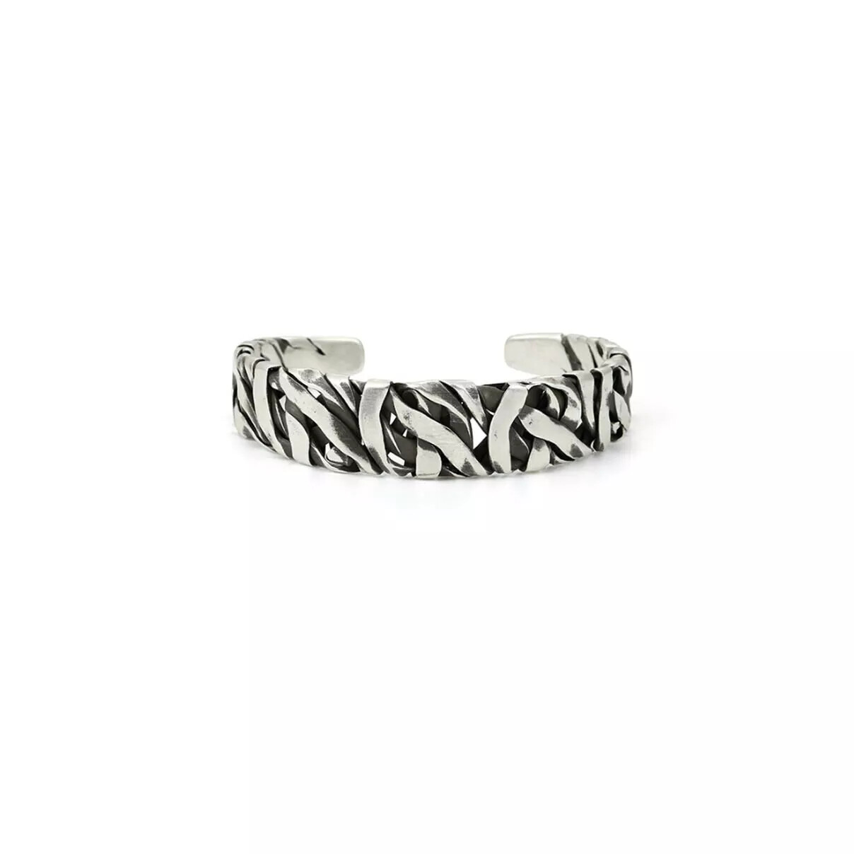 Men’s Retro Twisted Open Wide Bracelet Sterling Silver Bangle Jewelry Gift USA