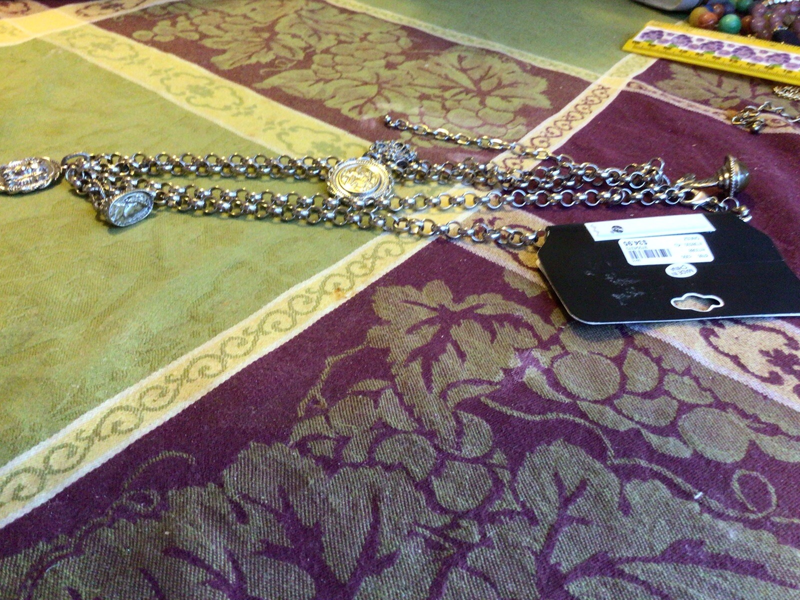 Lane Bryant 30” Silver tone Necklace With Roman coins