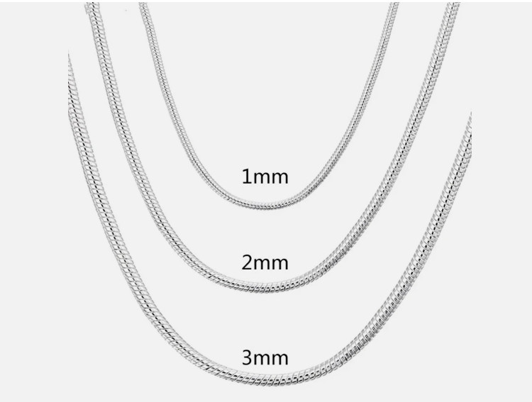 925 Sterling Silver Solid Snake Chain Necklace For Men Women