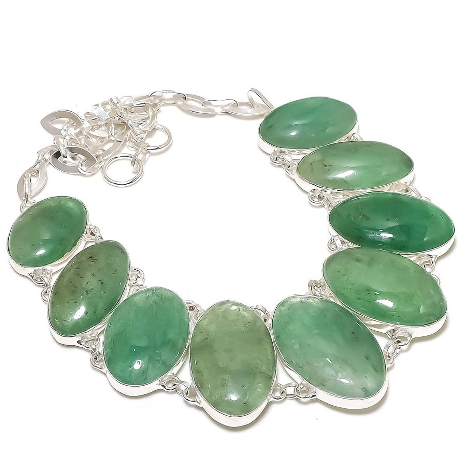 Aquamarine Oval Shape Gemstone Necklace Adjustable Chain Gift Jewelry 18″ PT 531