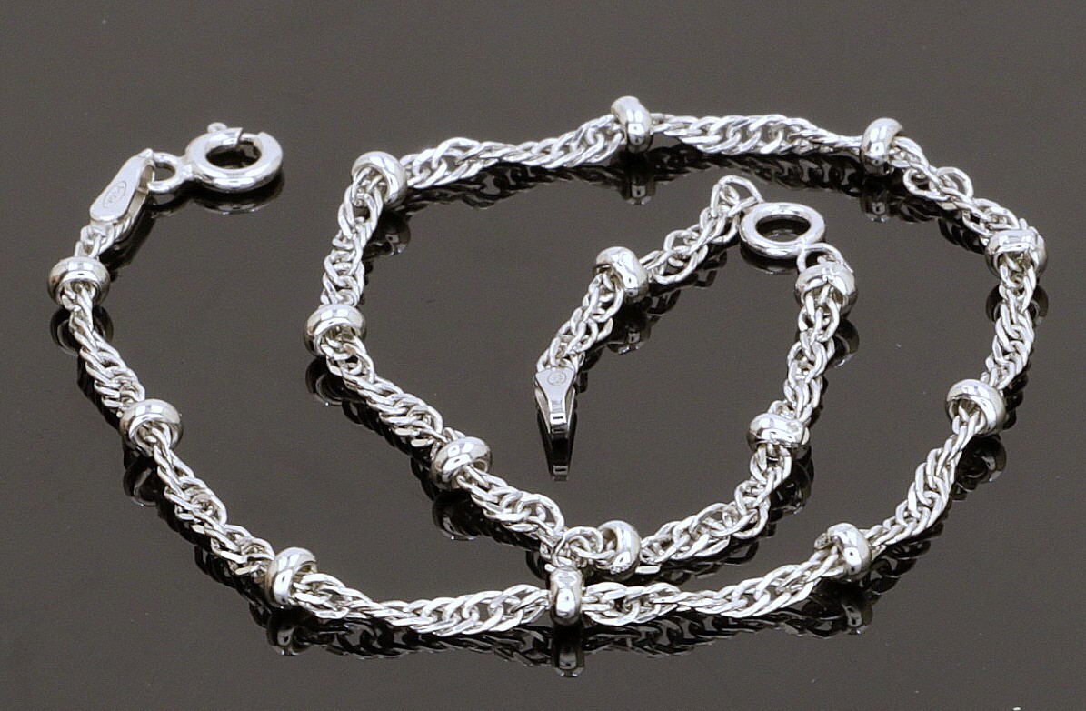925 Silver Ankle Bracelet L-9.”+1″ext W- 3mm / 3.1 gr #1623