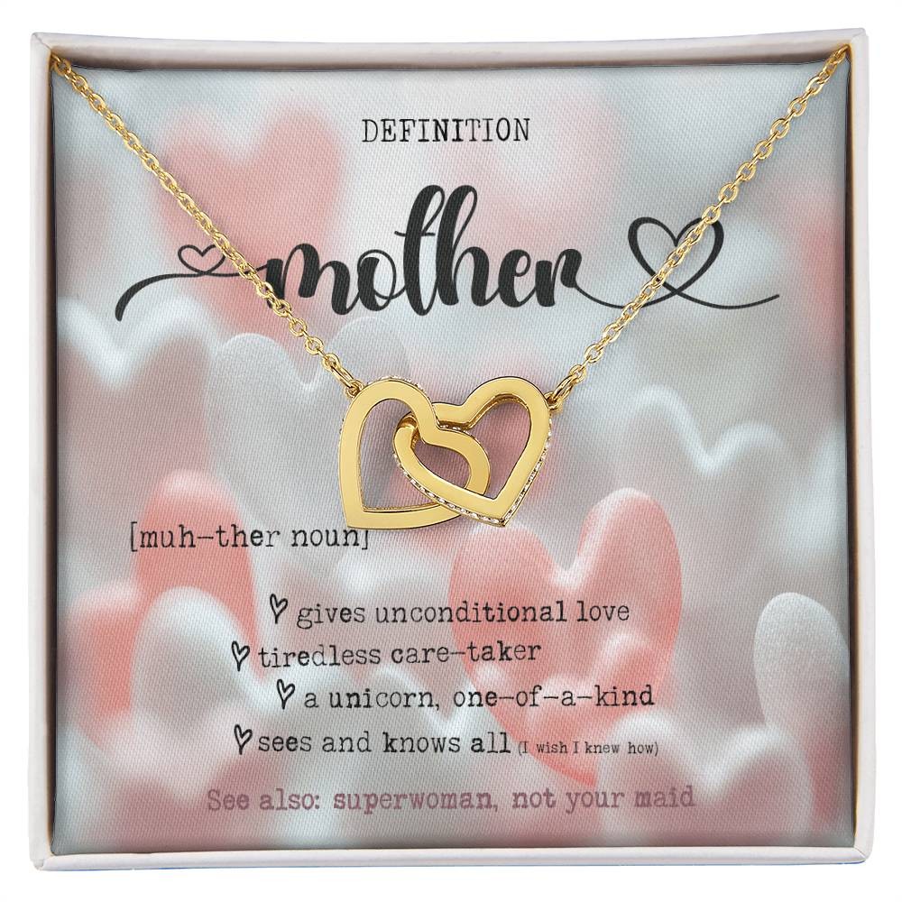 Definition of Mother’s Day Interlocking Heart Necklace Birthday Gift Wife
