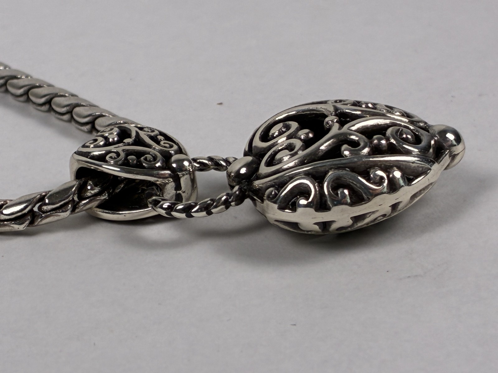 Brighton Bibi Heart Necklace Silver Tone Iconic Bali Style 18”