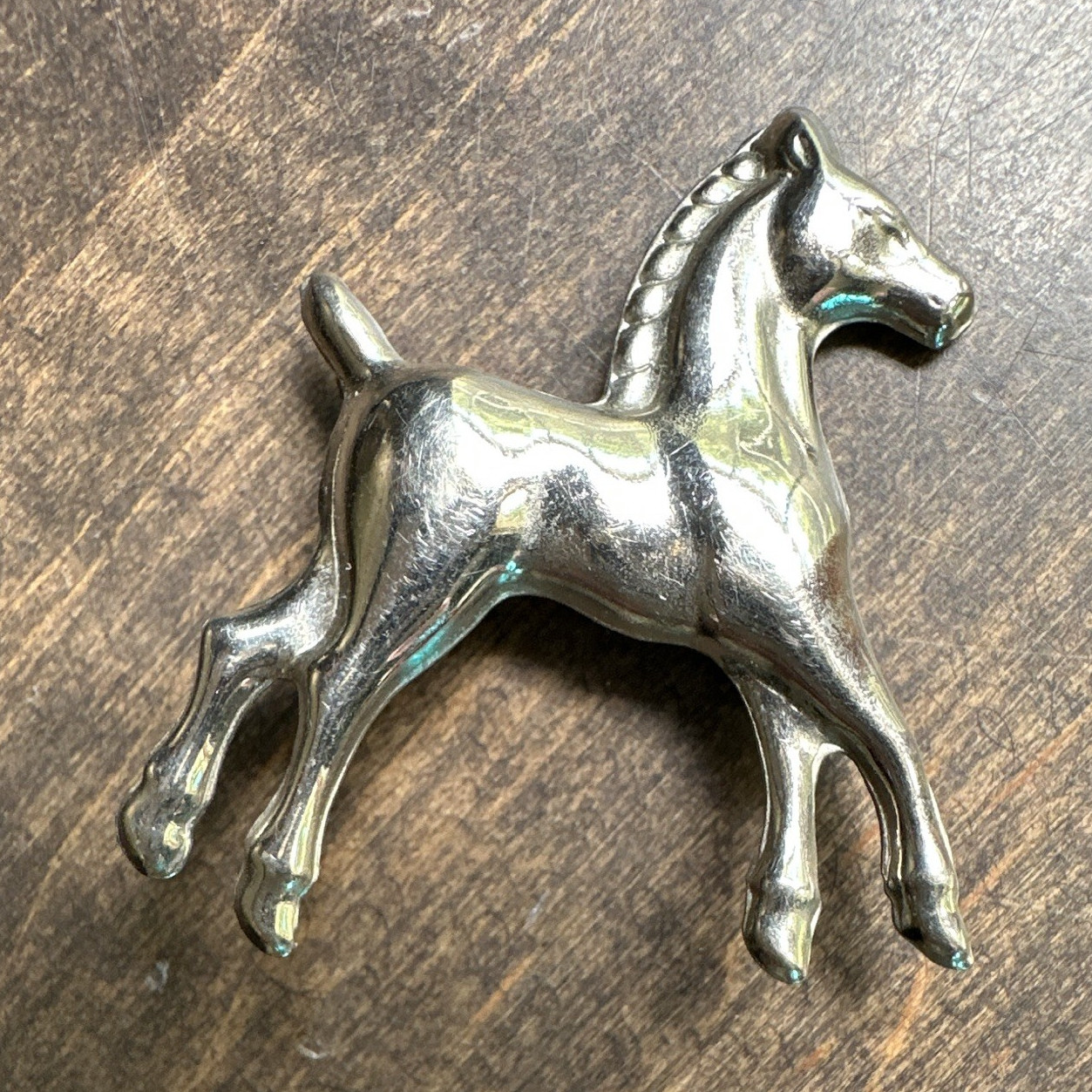50-60’s SilverTone Horse Brooch Pin Metal Animals & Insects Theme No Stone