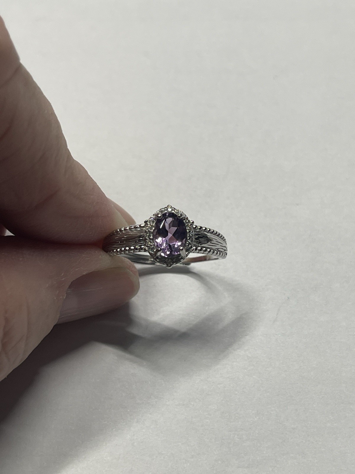 Adjustable 6 7 8 9 10 Silver Band Ring Purple Amethyst S925 NEW