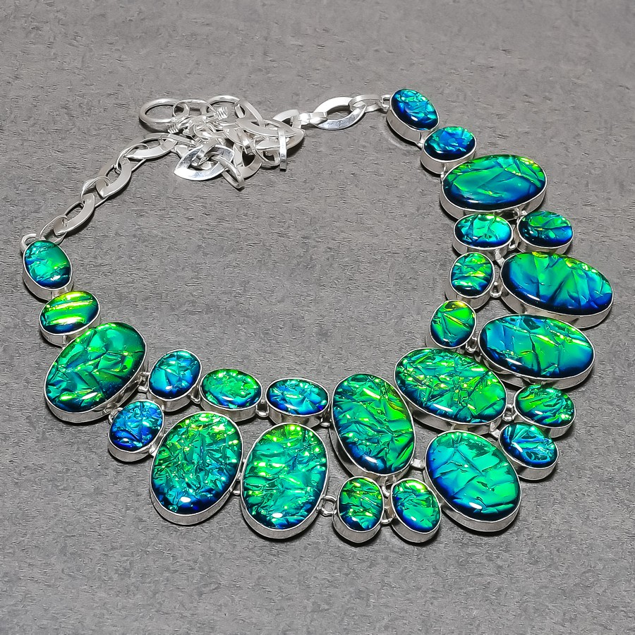 Ammolite Oval Shape Gemstone Handmade Fashion Gift Jewelry Necklace 18″ SR 2614