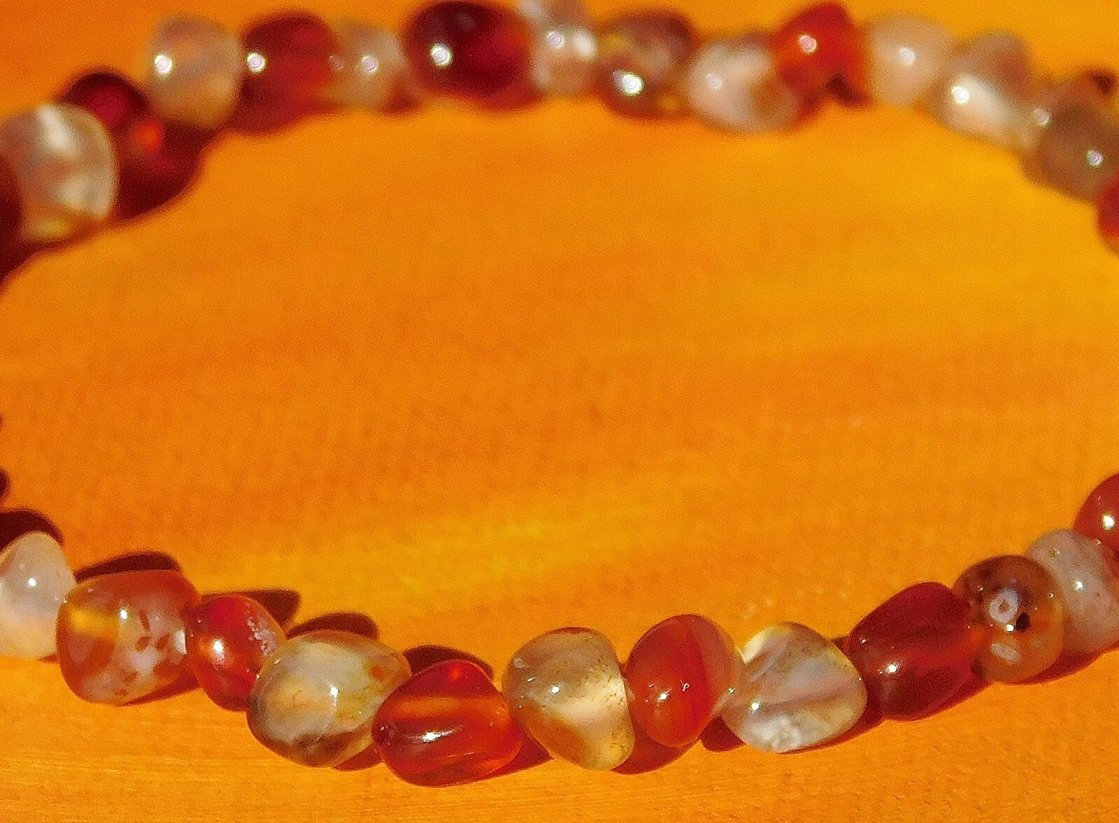 Handmade To Order – Gemstone Chip Beaded Bracelet – Natural Carnelian.