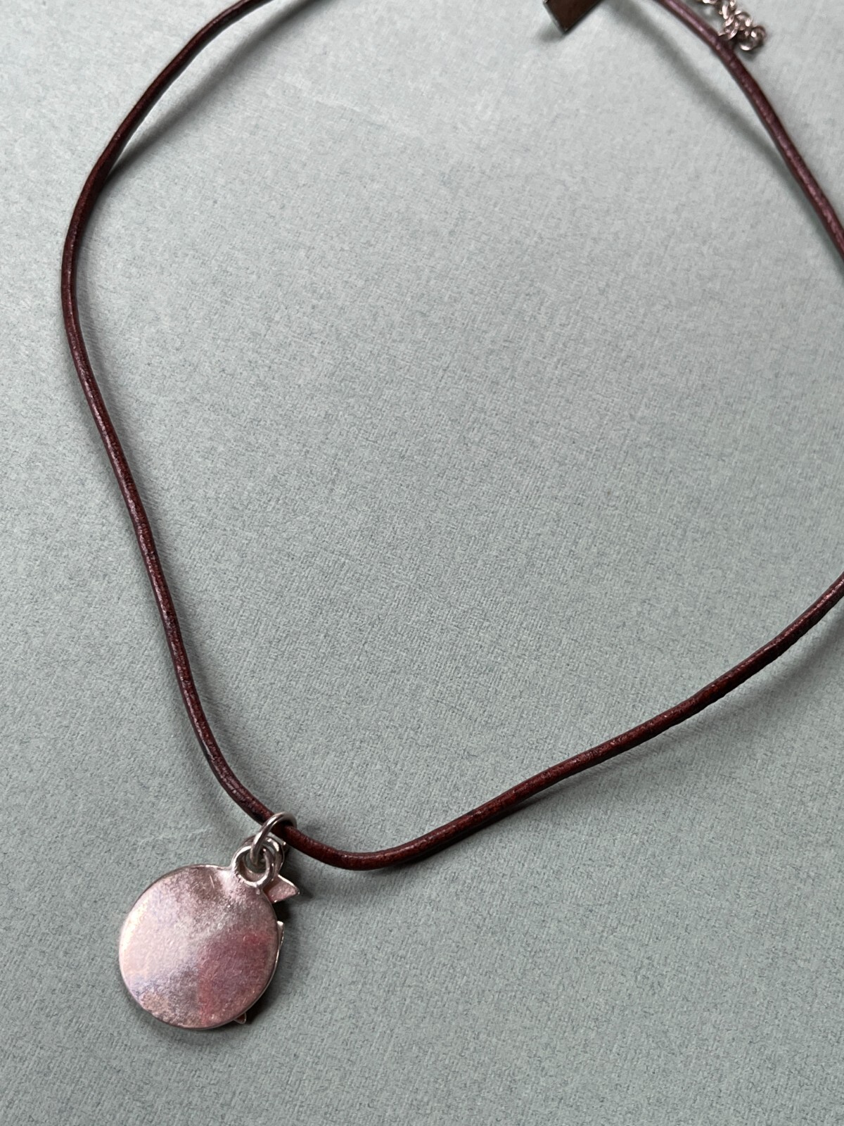 Baroni Designs Signed Brown Leather Cord w Silvertone Peace Disk & Dove Pendant