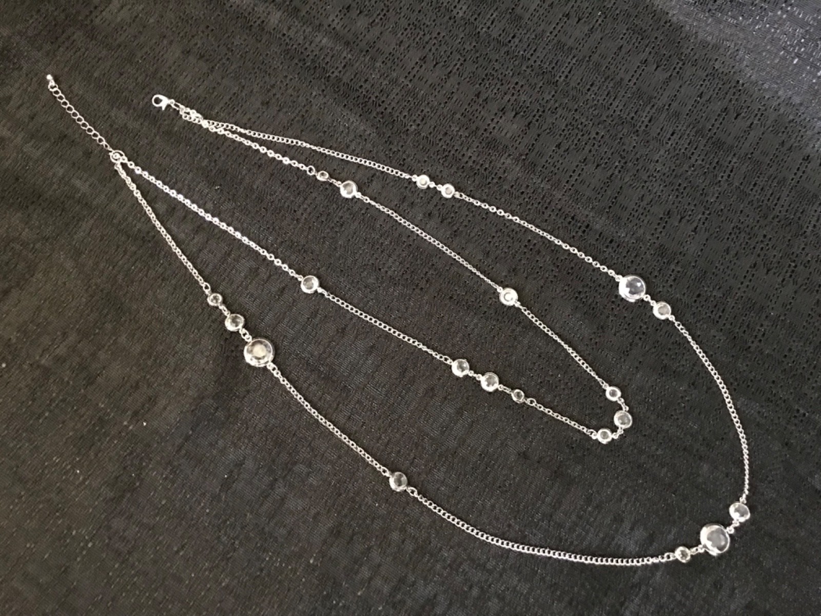 15 in – 26 in Silver Necklace w/ 20 Clear Crystals