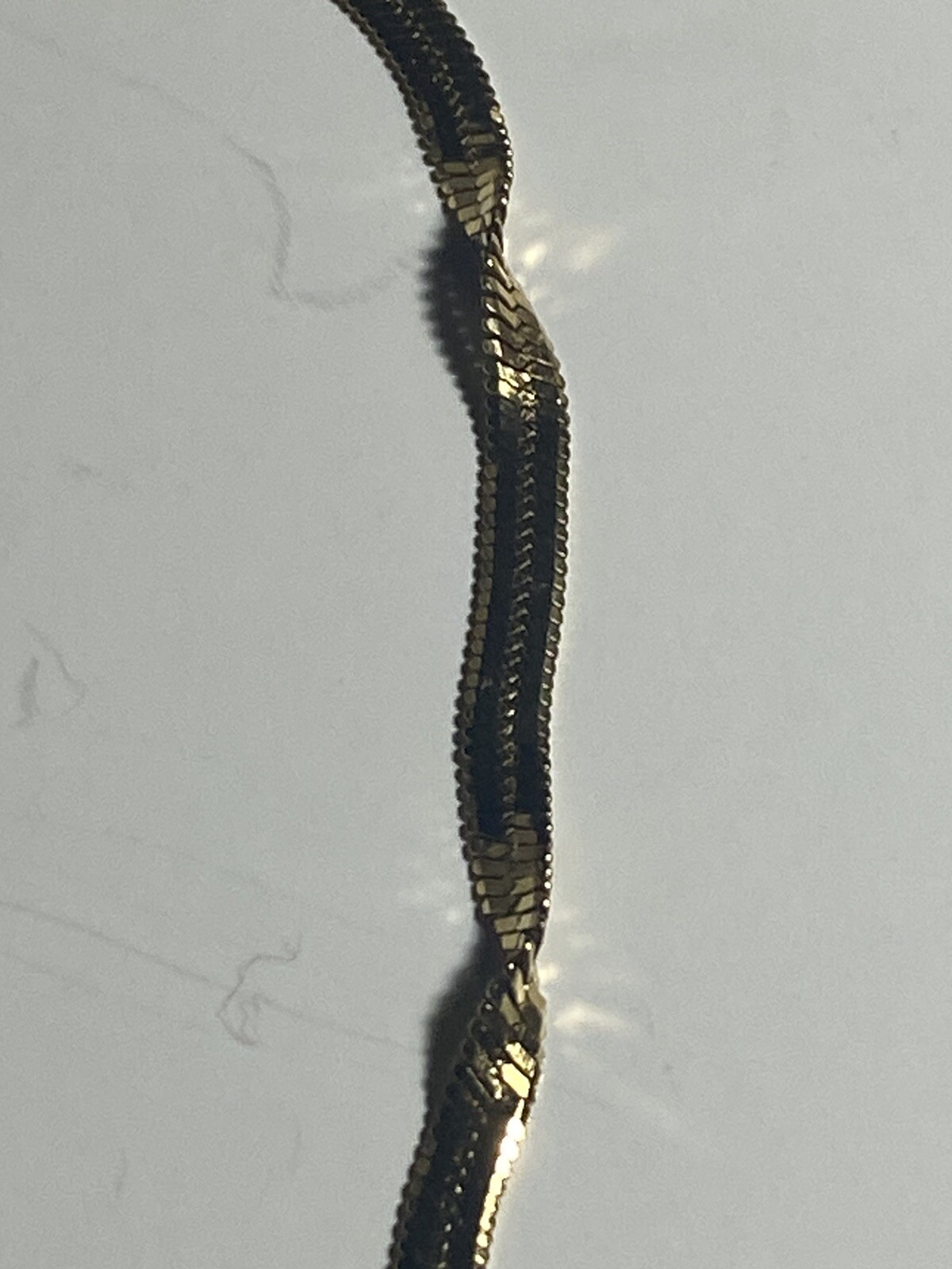 Gold Tone Twisted Herringbone Chain Necklace 17” Adjustable Choker