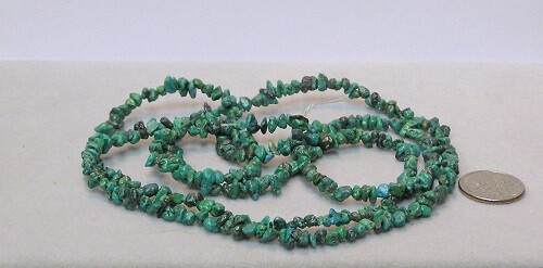 35″ Greenish-Blue Turquoise Mini-Chip Strand, Nylon String, .7 Ounces