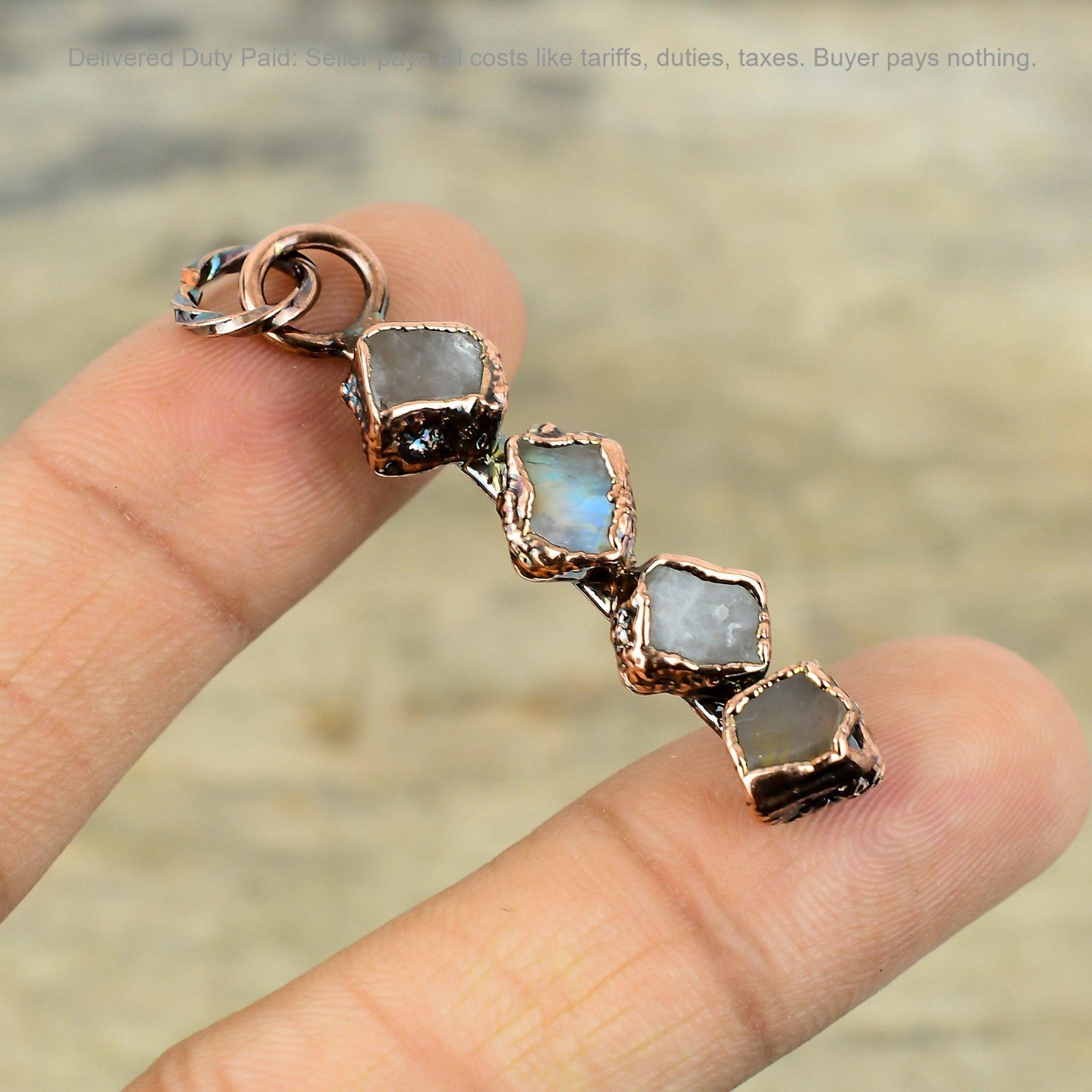 Cyber Monday Deal Natural Labradorite Rough Electroformed New Pendant Copper