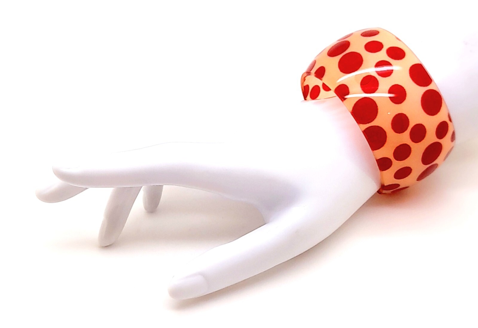 B001 Chunky wide 1.5 inch red polka dot print plastic bangle fashion bracelet