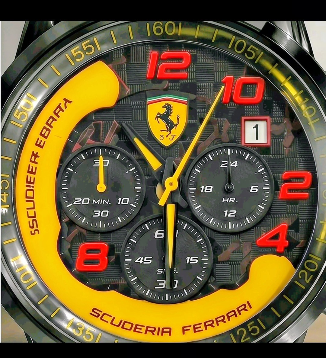🇦🇹🏁FERRARI TEAM RACING WATCH BLACK STAINLESS & LEATHER BOX BEAUTIFUL 🏁🇦🇹