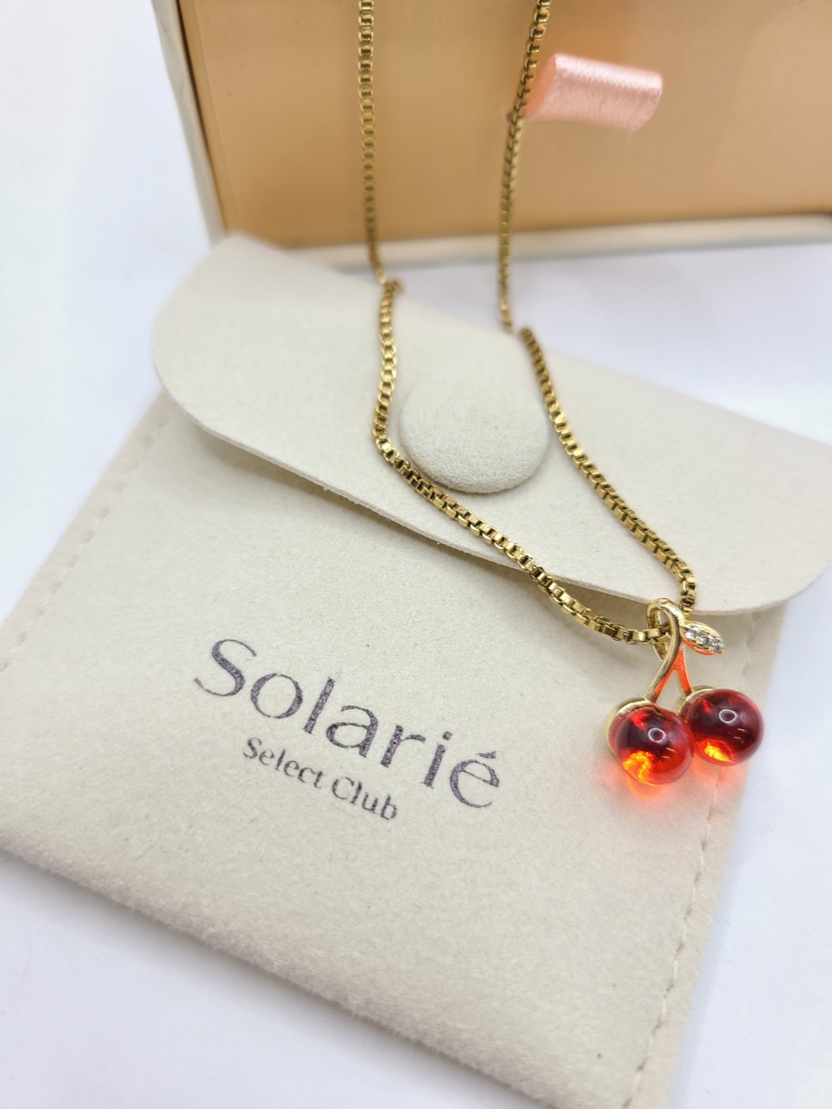 Solarie Cherry Luxe Necklace 16″ + 1.25in EXT 14k Gold Plated