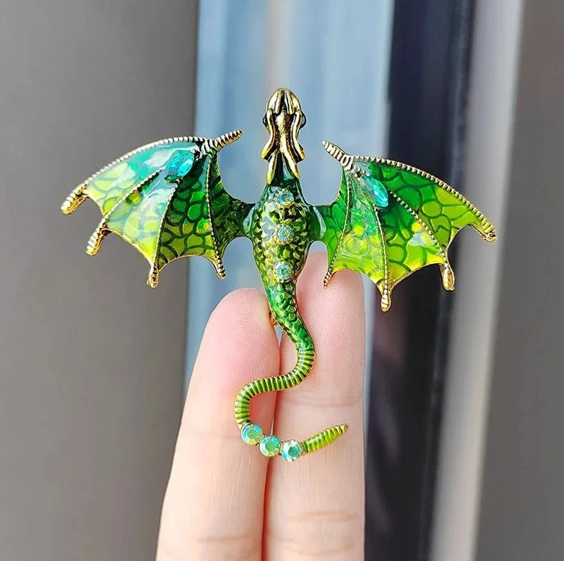 1pc Dragon Brooch Pin Enamel Crystal Animal Badge Jewelry Gift – Animal Pins*