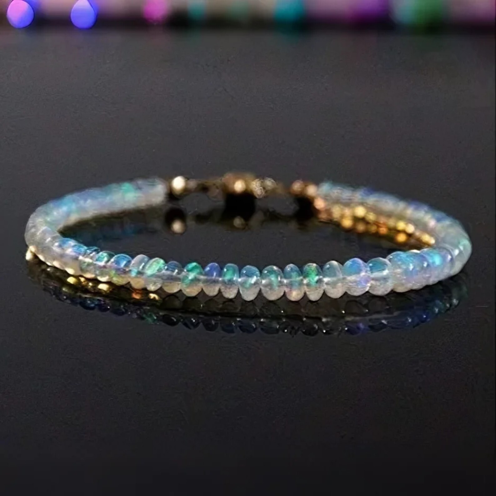 Dainty Natural Fire Opal 3mm Tiny Beads Healing Reiki Minimalist Women Bracelet
