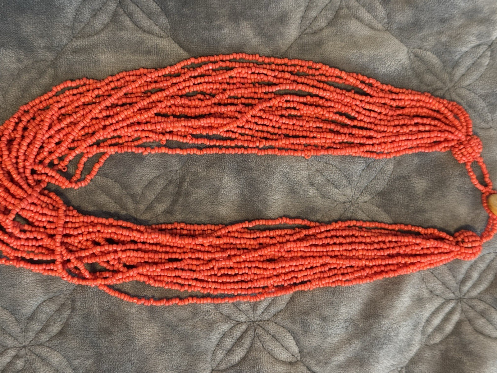 Multi-Strand Red Coral Necklace, Button Closure, 19in
