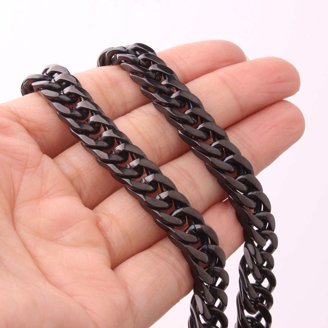 8mm-19mm 7-11″ Stainless Steel Silver Gold Black Cuban Women Mens Chain Bracelet