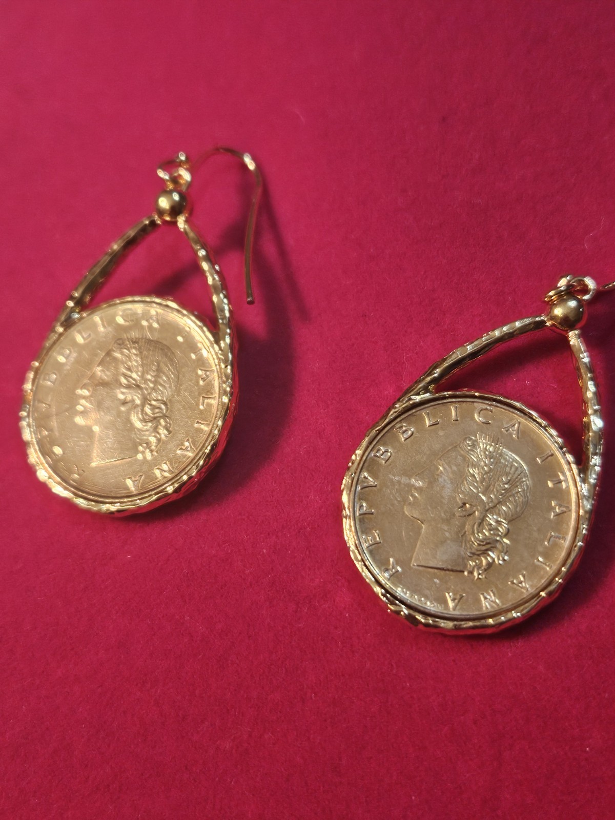 Signed Bellezza 3pc Italian Lira Coin Set Necklace Bracelet Earrings 18K GP NEW