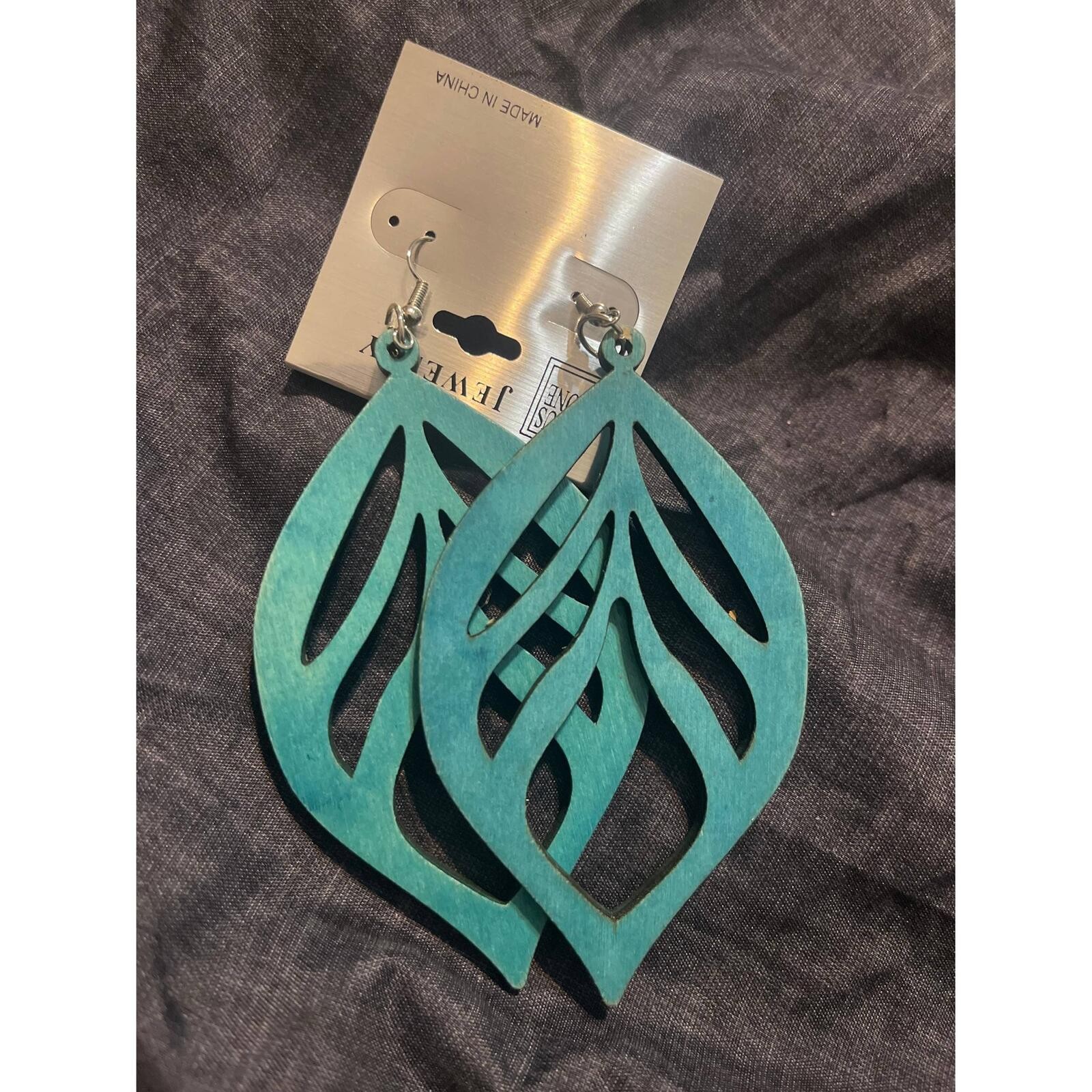 Purple Leaf Wood Earrings