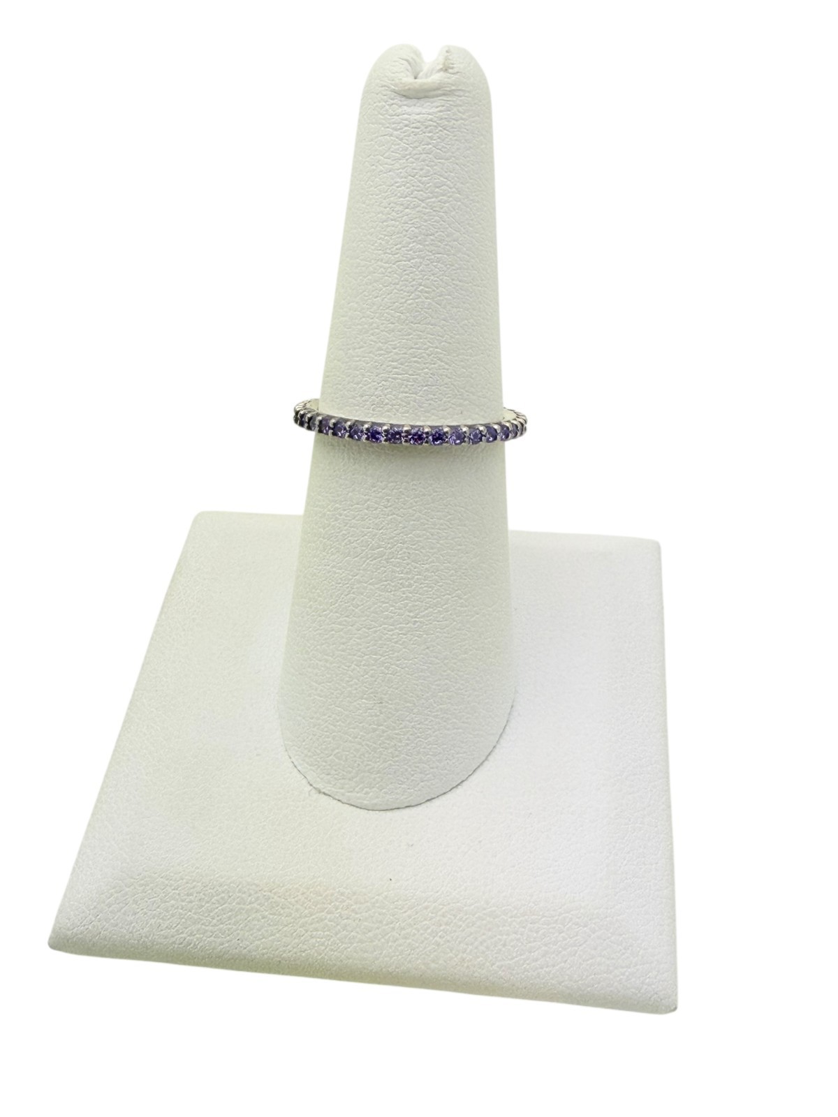 Pandora Sterling Silver Forever Purple CZ Eternity Band Ring Size 7