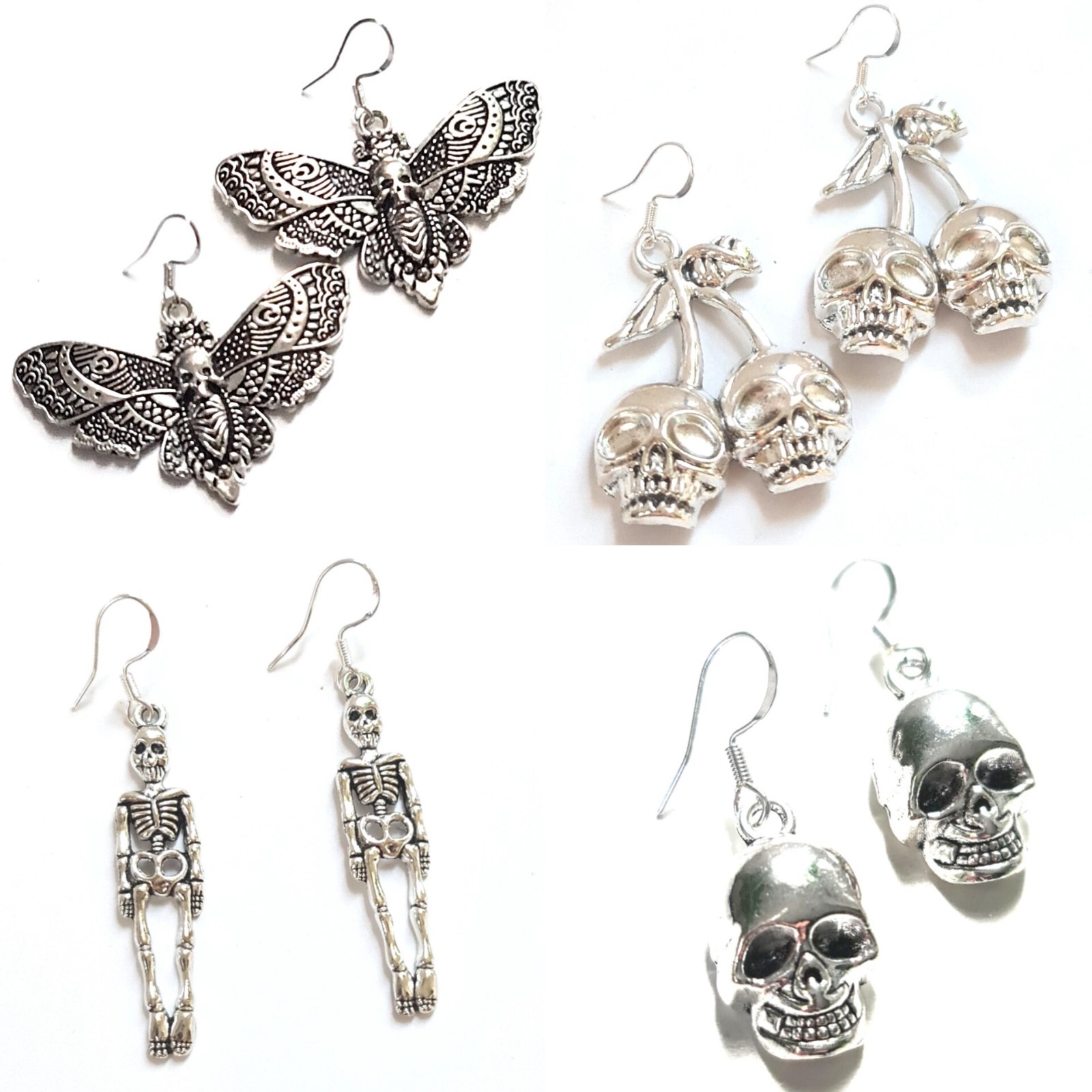Gothic Dangle Earrings Skull Skeleton Moth Goth Punk Rock Jewellery Halloween
