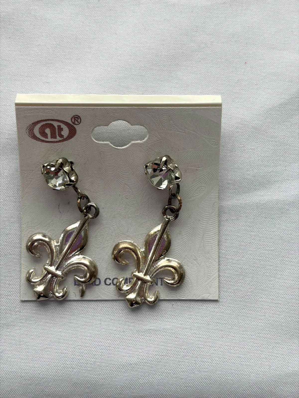 Lot of 6 Fleur De Lis Earrings NWT Silver Bronze Dangle Rhinestone Mixed Styles