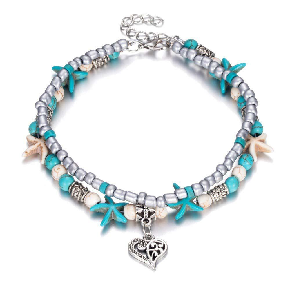 Bohemian Vintage Handmade Dolphins Shell Beads Multi Layer Anklet or Bracelet