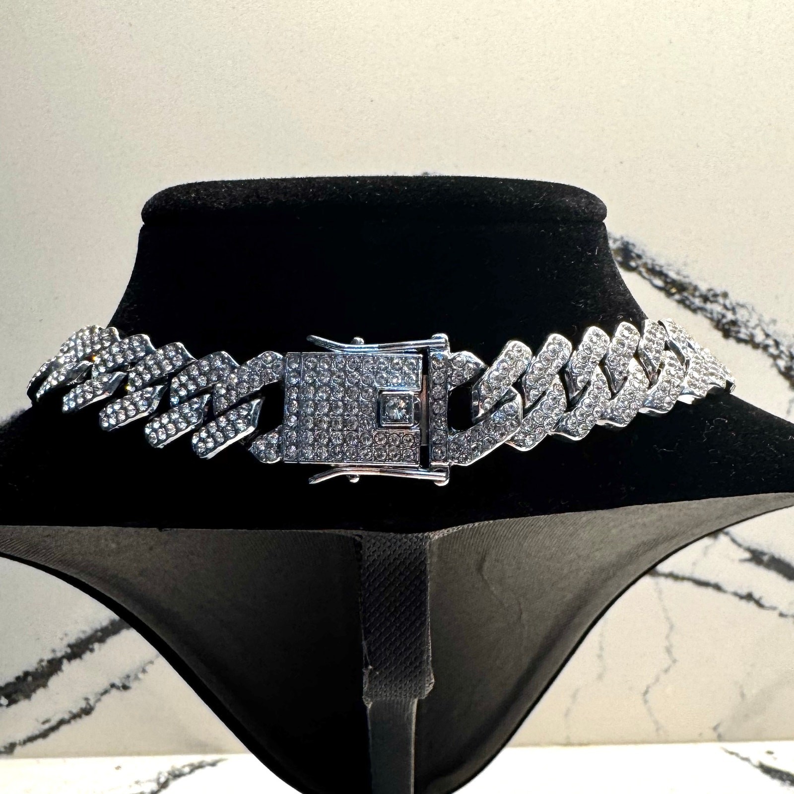 16″ Iced Out Cuban Link Chain Silver Tone Hip Hop CZ Style 74g 15mm Necklace