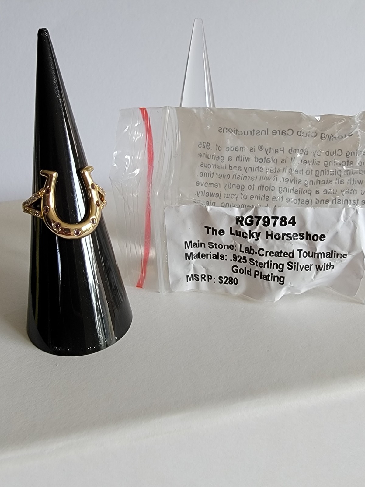 Bomb Party Vermeil Collection, Size 5, The Lucky Horseshoe, LC Tourmaline