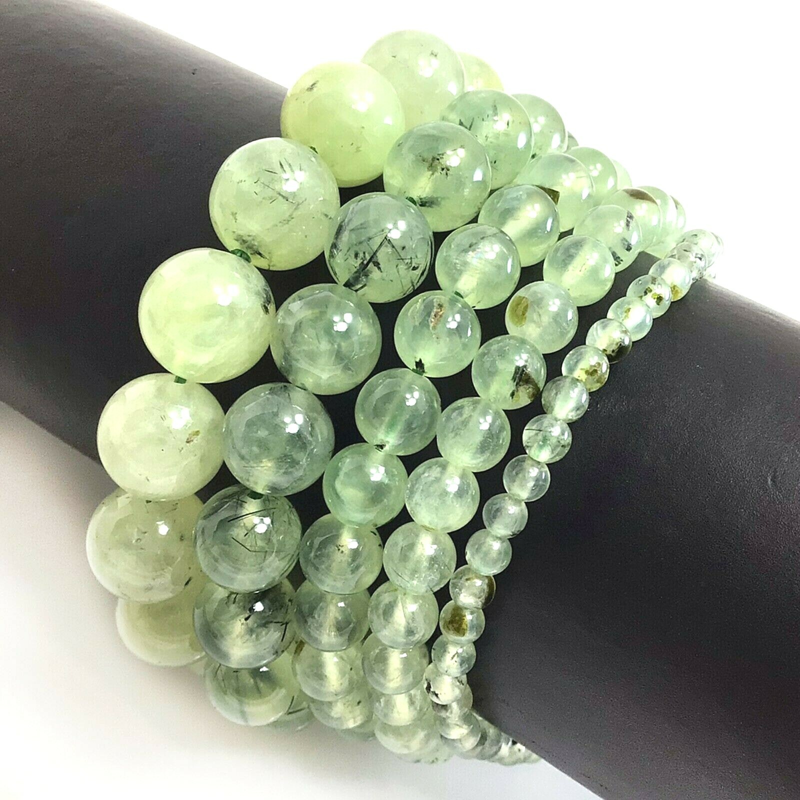 Handmade Stone Natural Prehnite Stretch Bracelet Bead 7.5″ 4mm 6mm 8mm 10mm 12mm