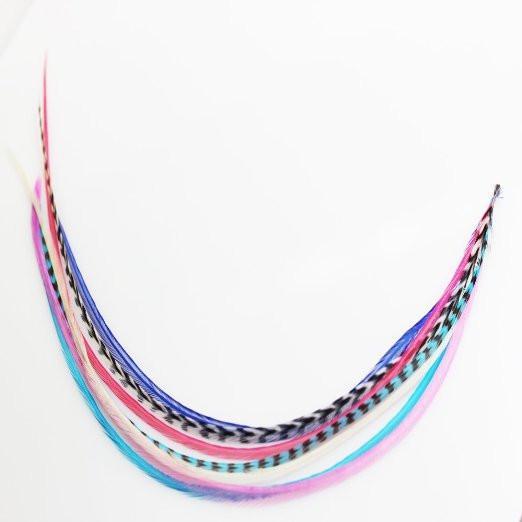 7 feathers in Total 7-10 Mermaid Mix Long Thin Feathers for Hair Extension 7 Fea