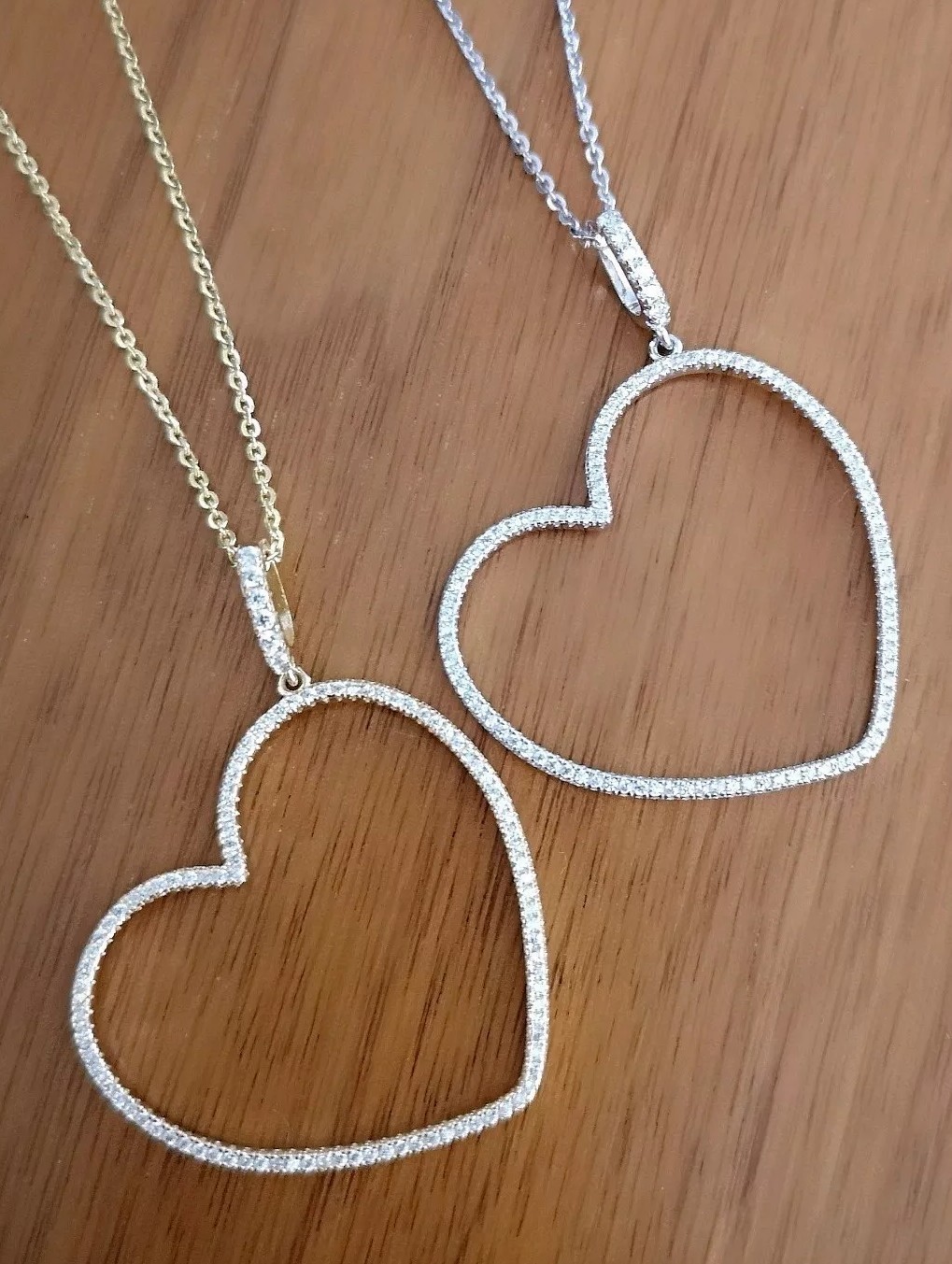 Heart Shape Simulated Diamond Pendant with Chain in 14K White Yellow Gold Finish