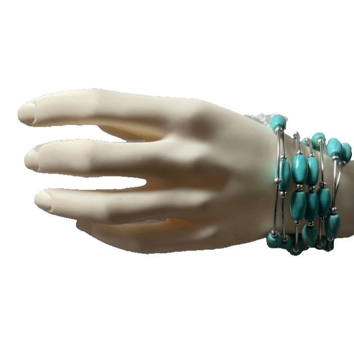 Western Womens Bracelet 52 x 1/4 in Turquoise Spiral Wrap Cuff Cowboy Adjust