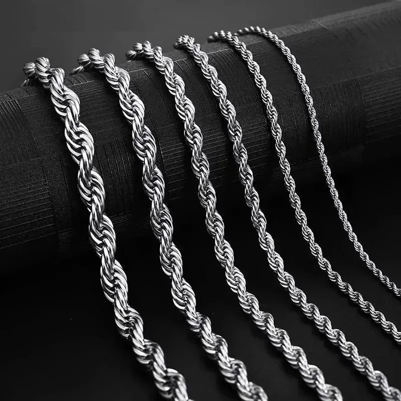 4mm Diamond Cut Solid 925 Sterling Silver Italian Rope Chain Men’s Necklace USA