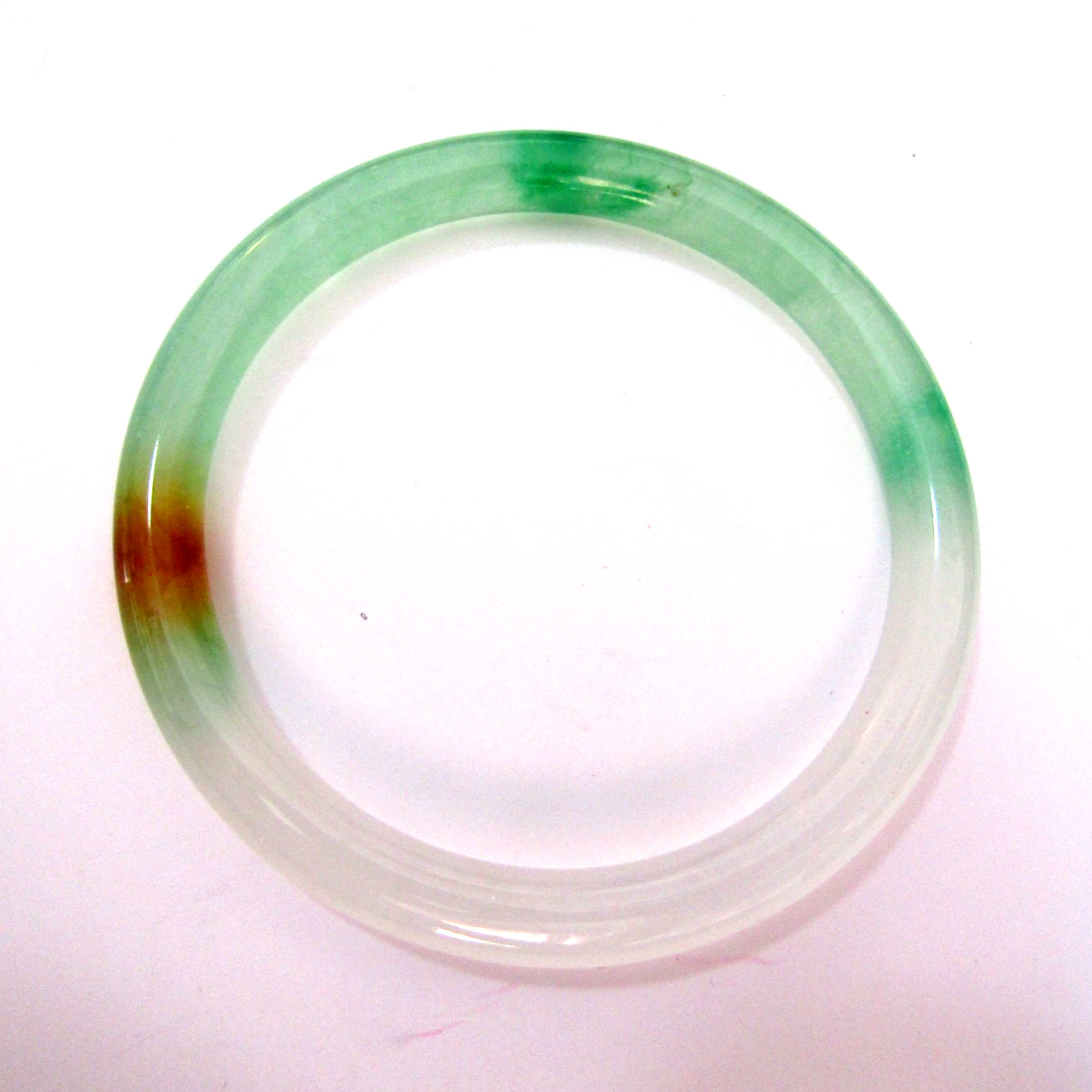 Natural Green Jade Tricolor Bangle Bracelet 8*62mm 7.6 inch