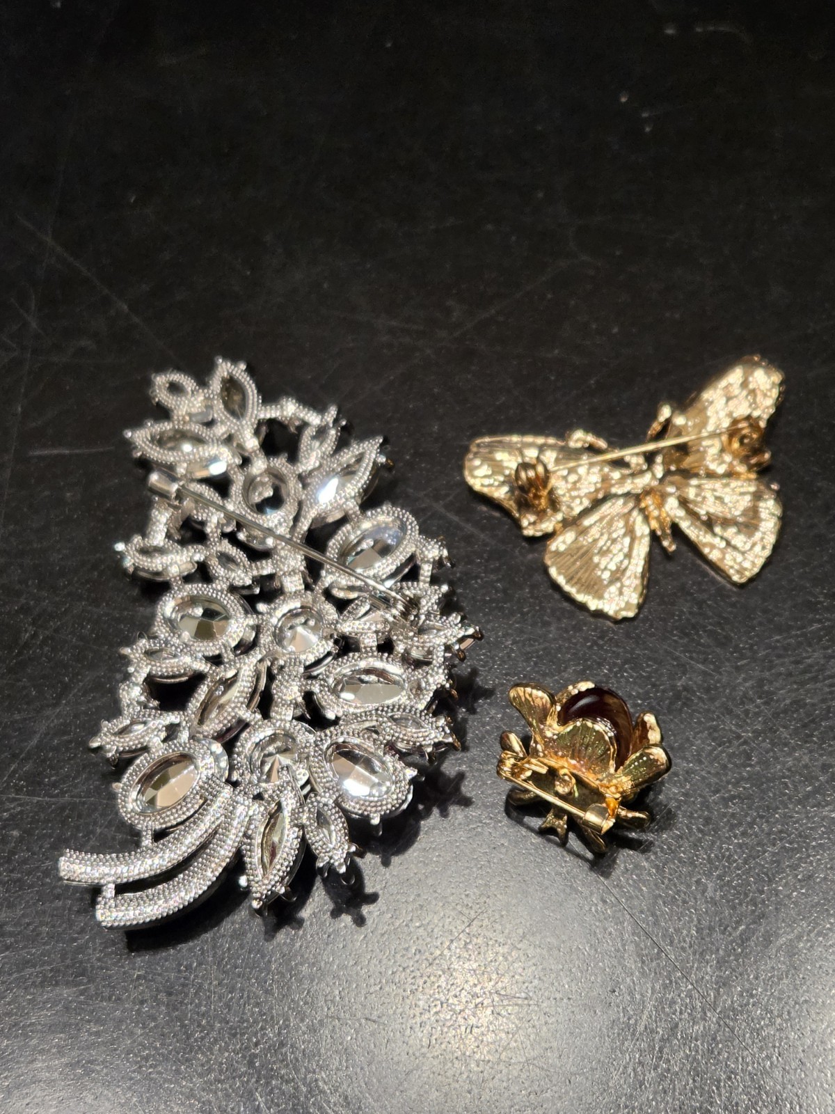 Stunning Big Pink Rhinestone Floral Leaf Butterfly Ladybug Brooch Lot 293-140