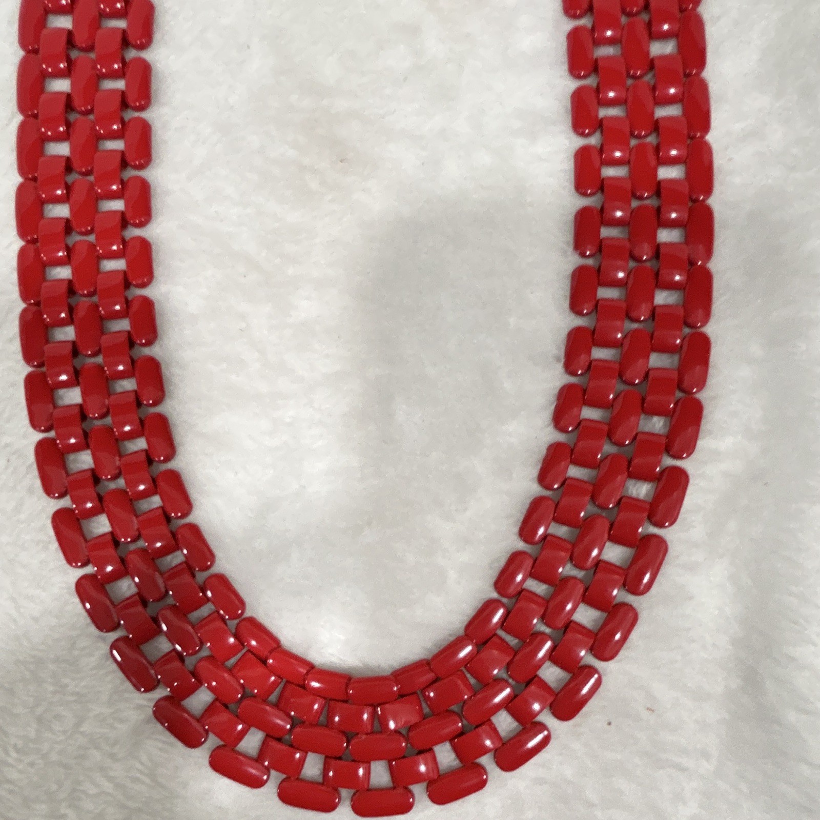 VTG Napier Red Enamel Gold Tone Link Choker Necklace 16″ 2103-G/RD NWT $45